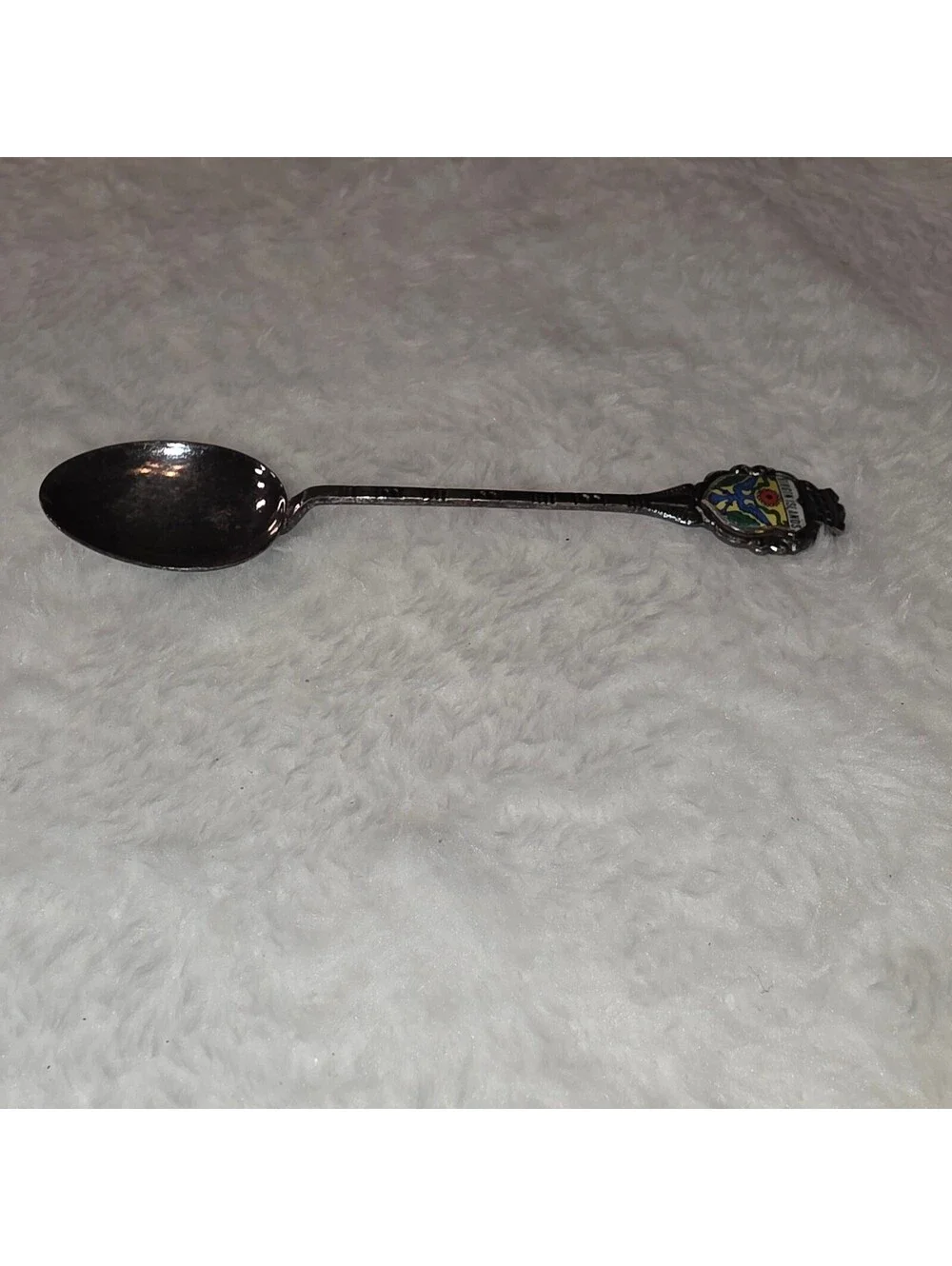 Collectible Virgin Islands Travel Spoon - Vintage Caribbean Enamel Shield